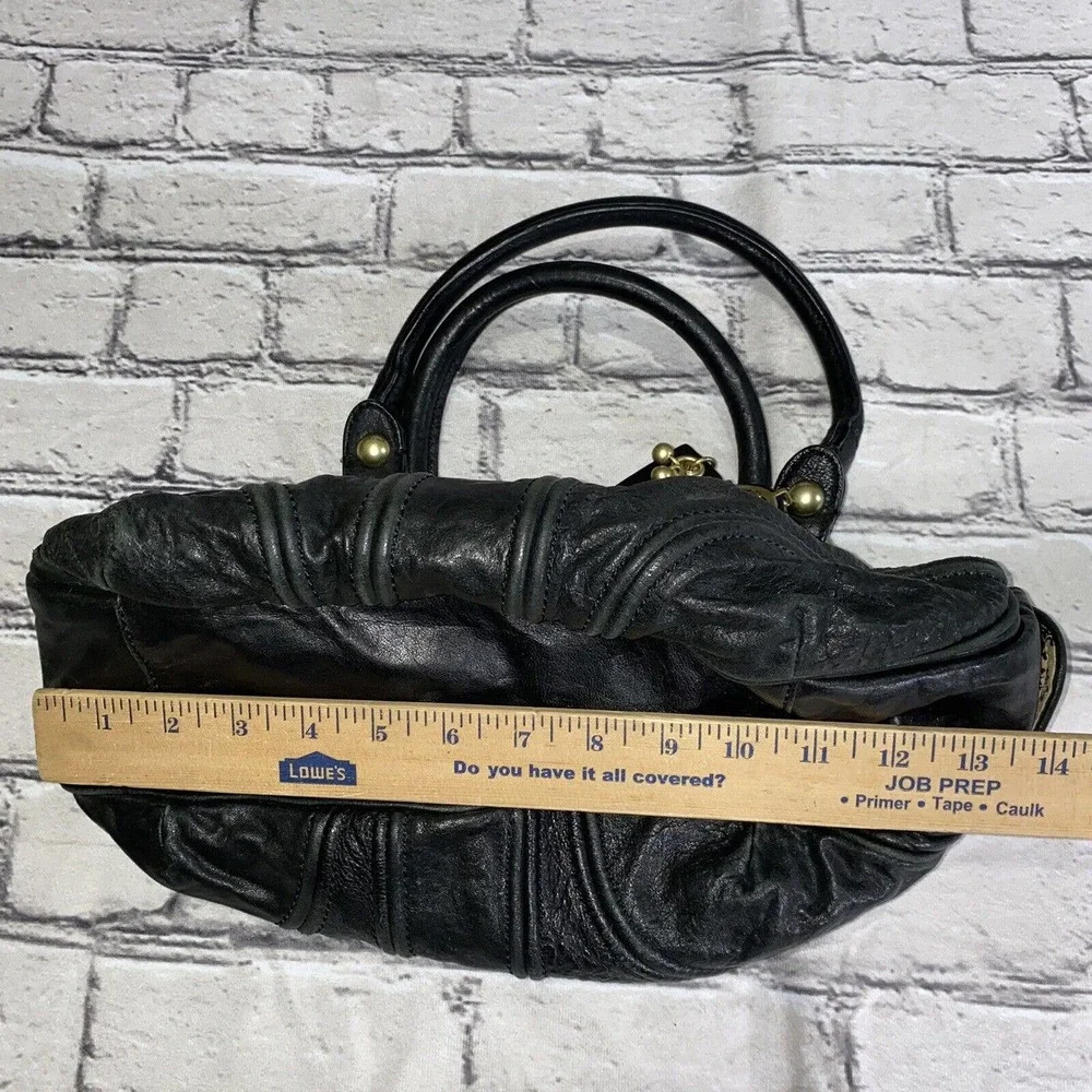 Vintage Juicy Couture Black Leather Tassel Key Handbag Hobo Bag Designer 90's